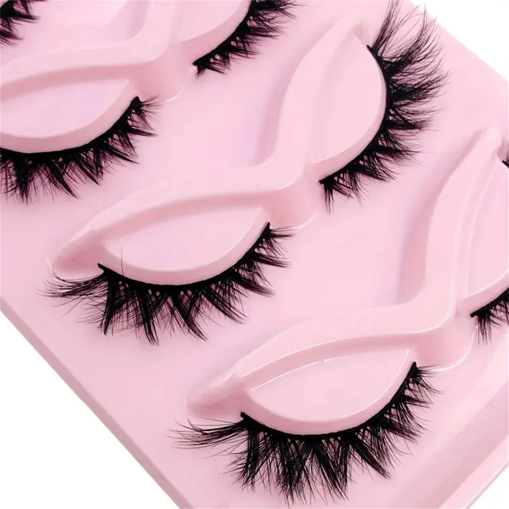 Cat Eye Eyelashes 3D Natural False Lashes Fluffy Soft Cross 5 Pairs Manga Lashes Wispy Natural Eyelash Extension Makeu