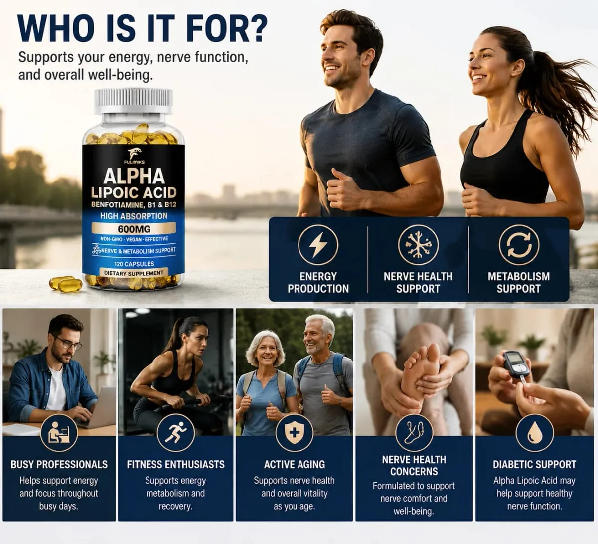 Premium Alpha Lipoic Acid 600mg - ALA Supplement with Benfotiamine Support Antioxidant Nerve Brain Liver Energy & Metabolism
