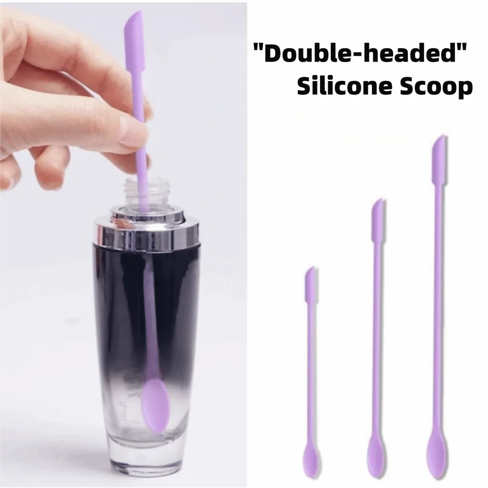 3Pcs Double-Head Silicone Spatula Soft Brush Cosmetic Digging Spoon Lengthened Jam Scraping Spoons Portable Makeup Brushes Set — image 1