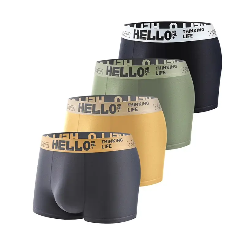 4Pcs/Set Random Men's Underwear Fashion Trendy Comfortable Soft Men's Boxer Briefs Slim Loose Fit Athleisure Men's Pants
