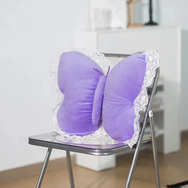 Butterfly Lace Pillow Butterfly Shaped Decorative Pillow For Sofa Couch Bed Plush Velvet Lumbar Support Cushion For Office Chair