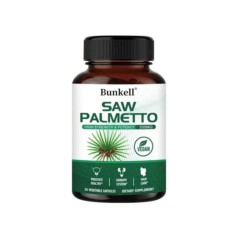 Saw Palmetto Capsules - Promotes Prostate Health Urinary Tract Support Reduces Hair Loss - Vegan