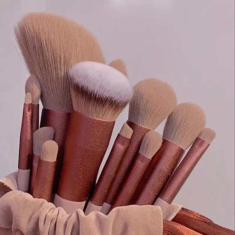 13Pcs Soft Beauty Makeup Brushes Set Foundation Eyeshadow Blush Cosmetic Tools with Storage Bag for Women