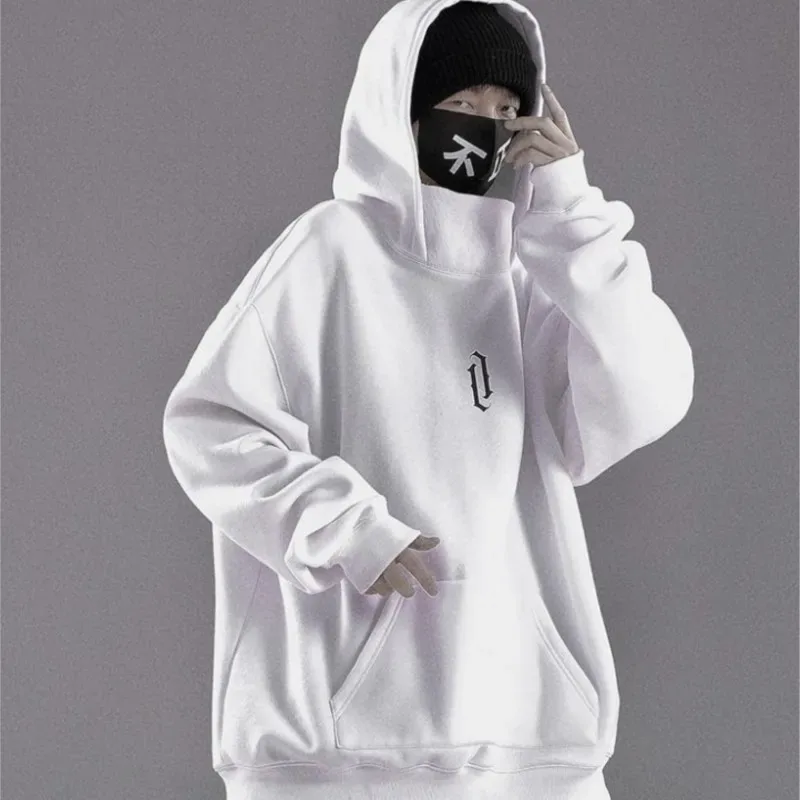 Thêu Cao Cổ Áo Quá Khổ Y2K Nam Nữ Hoody Nhật Bản Ninja Áo Khoác Mùa Thu Hip Hop Trang Bỏ Túi Dạo Phố