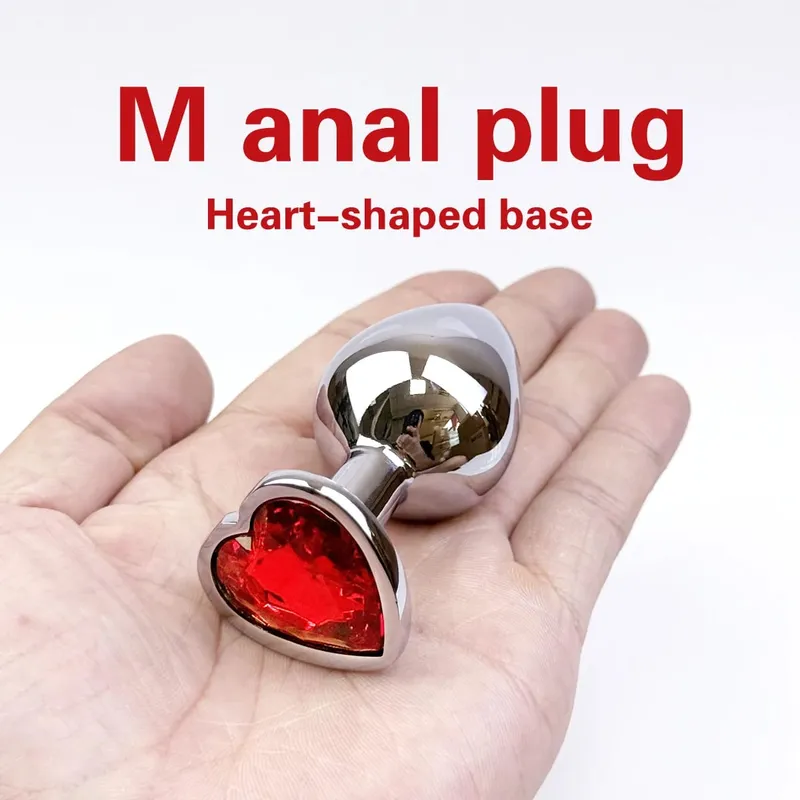 Heart-shaped metal anal plug Beginner's anal plug Anal massage dilator Adult couples sex toy Masturbation stimulation tool