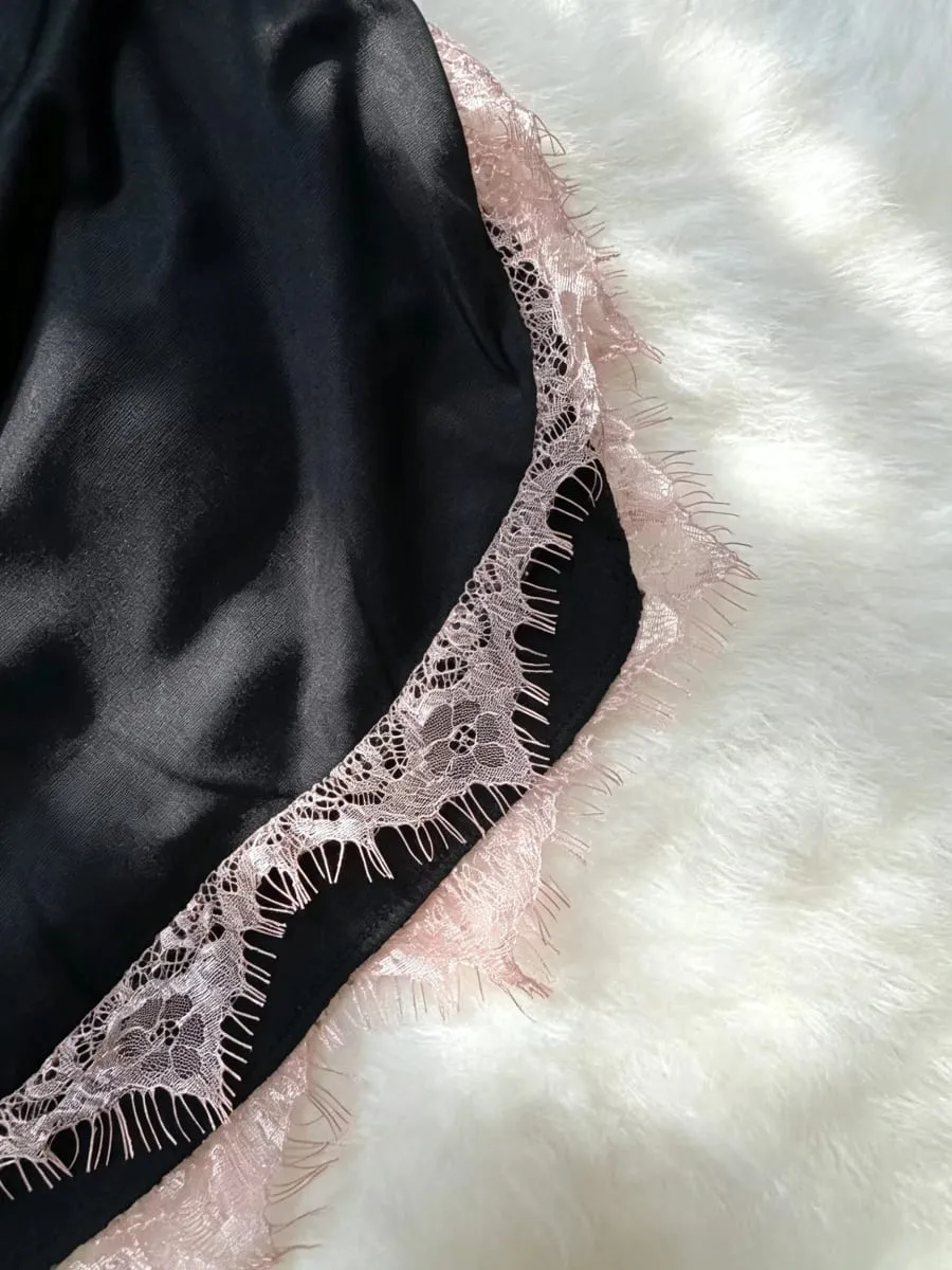 Gentle Romance Ancient Charming Bare Chest Bare Back Nightdress Sexy Off-the-shoulder Hanging Neck Lace Trimmed Dress Casaul