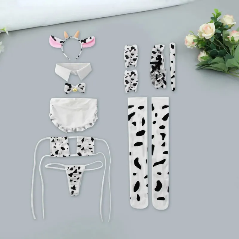 Sexy Lingerie For Womens Push Up Seductive Underwear Cute Cow Set Fashionable Cosplay Nightwear Temption Open Clothes Beautiful