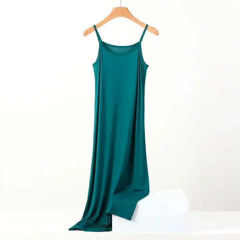 Plus Size Spring and Summer Versatile Slim Long Inner Nightgown Suspender Modal Cotton Solid Color Bottoming Dress