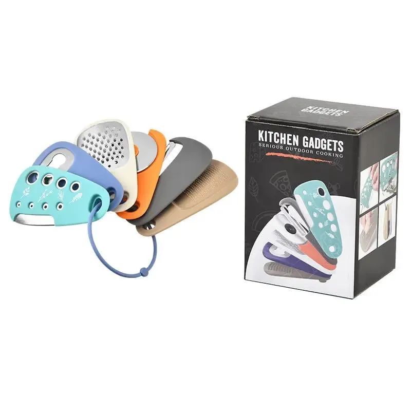 Kitchen gadget set of 6-piece pizza knife vanilla cutter bottler shredder garlic grinder set