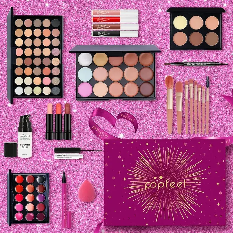 Makeup Kit Gift Box Beauty Eyeshadow Palette Eyeliner Lipstick Mascara Brush Makeup Full Set for Women Female Beginner Student