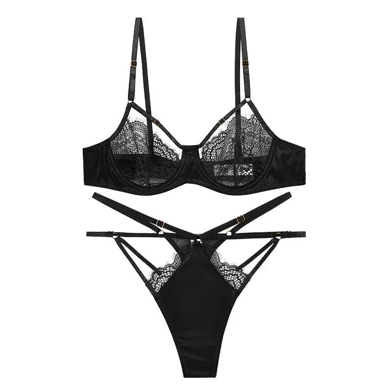 Women's Underwear Set Sexy Lace Classic Lingerie G-String Top Female Underwear Transparent Intimates Bra Sets Panties Underwear