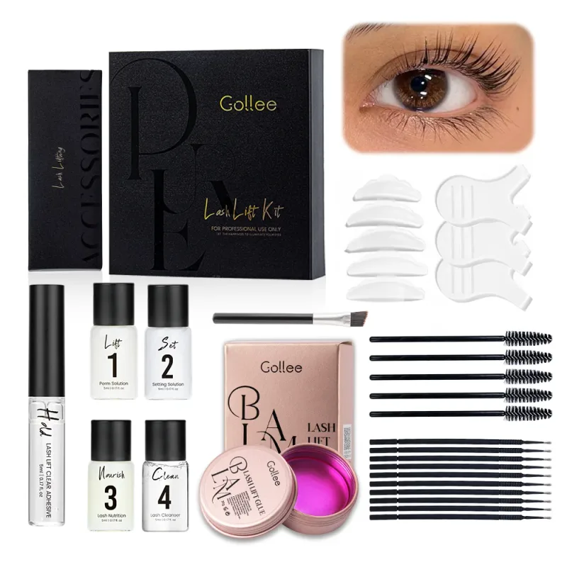 Gollee Lash and Brow Curling Perm Kit Natural Eyelash Lifting Perm Treatment Makeup Long Lasting 4-6 Weeks For Lash Curler Perm
