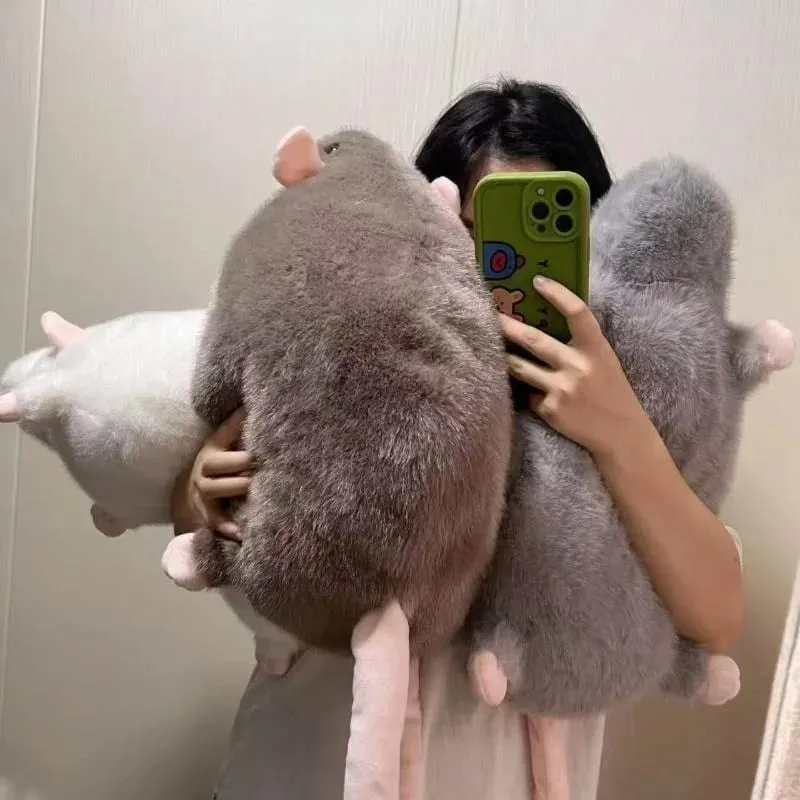 Cute Oversized Big Mouse Plush Pillow Simulation Cartoon Rat Doll 35/50/90cm Birthday Gift
