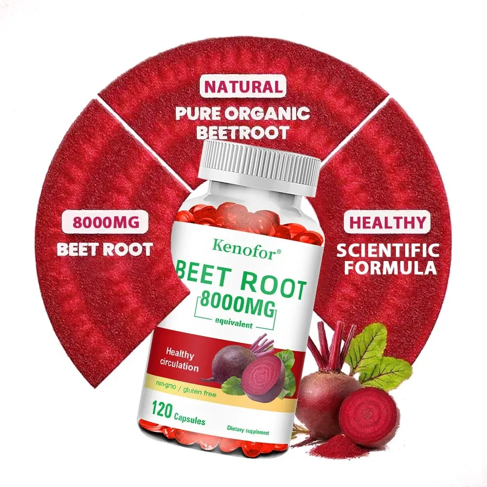 Beetroot Powder Extract Capsules - With Black Pepper for Nitric Oxide Heart & Blood Pressure Health Energy & Endurance Support