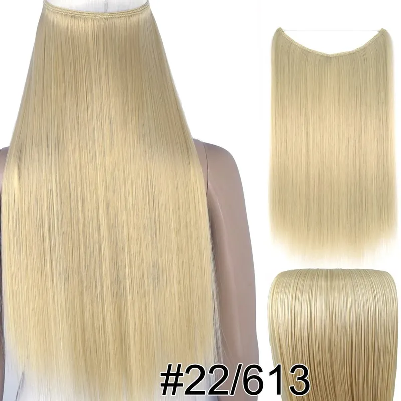 Synthetic Heat Resistant Hair Silky Straight Elasticity Invisible Wire Hair Extensions 8006