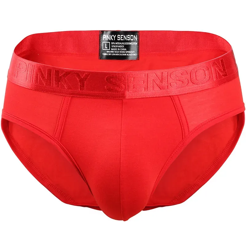Pinky seaso marca melhor venda sexy calças triângulo modal fino cor sólida roupa interior masculina cuecas modais ventilar plus size