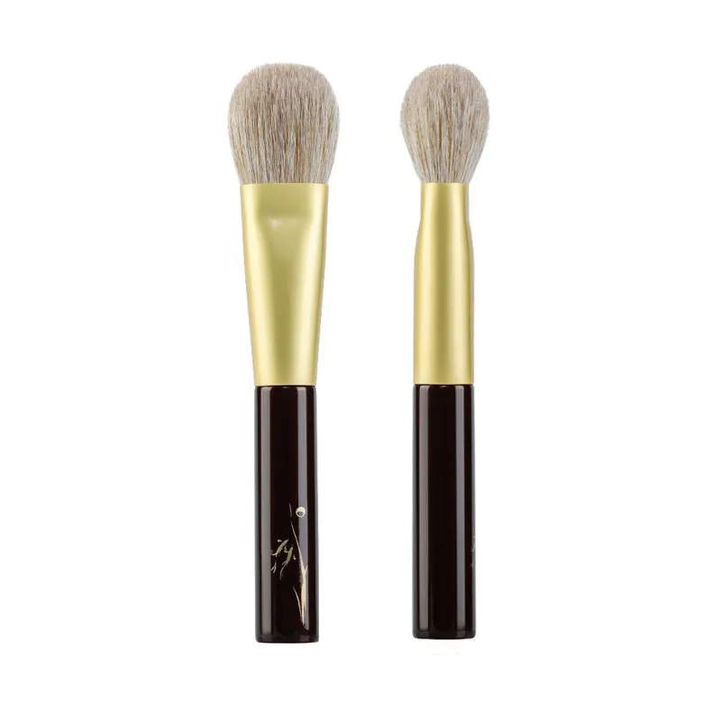 SD02 Professional Handmade Make Up Brush Flat Round Contour Blush Highlighter Brush Soft Goat Red Fox Hair Makeup Brushes