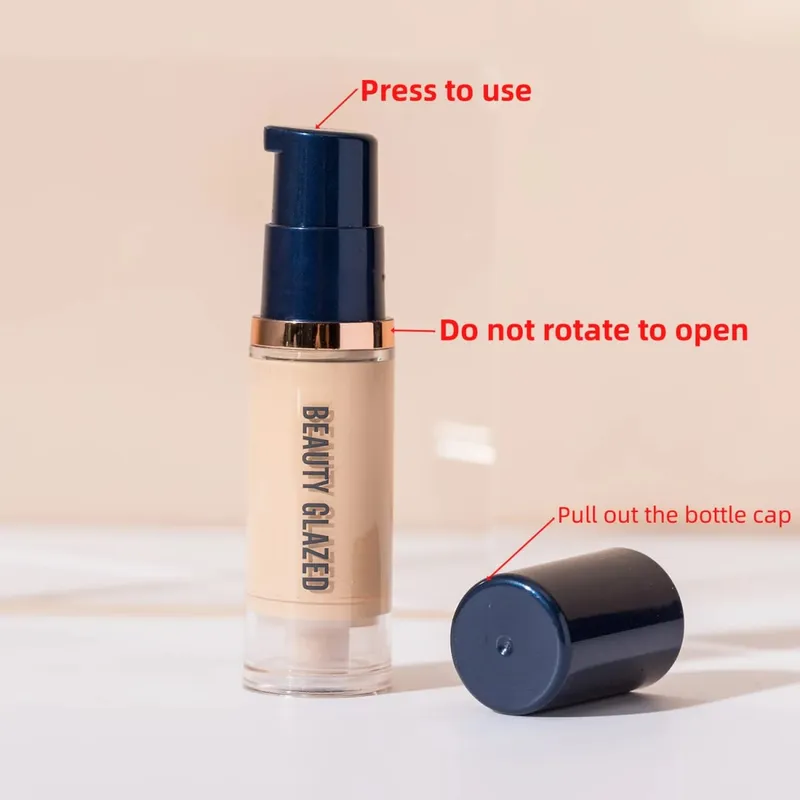 3Pcs Face Makeup Set Matte Long Lasting Waterproof Liquid Foundation+Primer+Puff — image 3