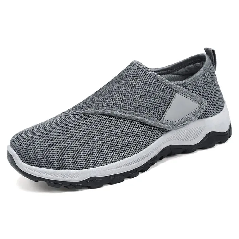 Men's Casual Sneakers Soft Comfortable Male Shoes Hook-loop Adjustable Wide Feet Walking Shoes Outdoor Anti-slip Sport Shoes
