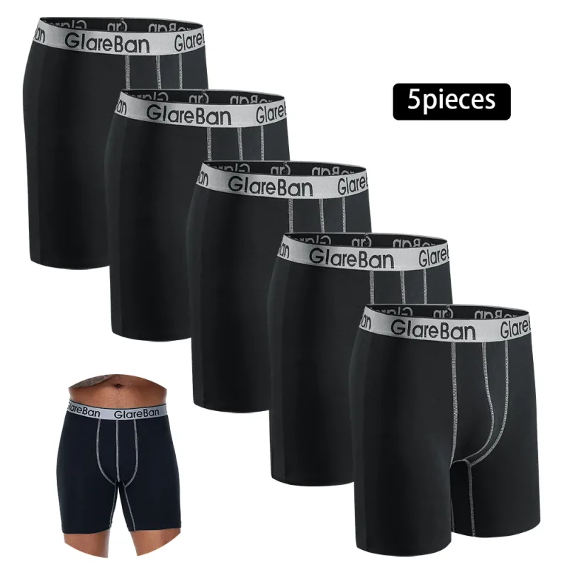 Brand 5pcs Set Mid-Long Cotton Boxer Shorts Men Underwear Male Underpants for Men Homme Boxershorts Slips Soft Panties Briefs