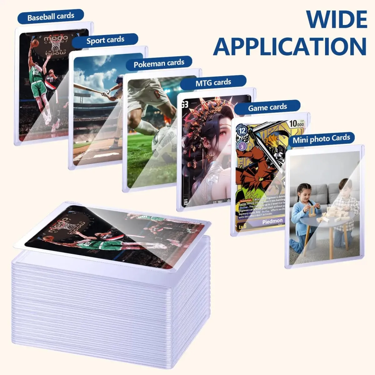 25-100pcs Hard Card Sleeves Anti Scratch Holder Top Loaders Protector Fit For YuGiOh Pokemon Sports Collect Cards Storage Toy