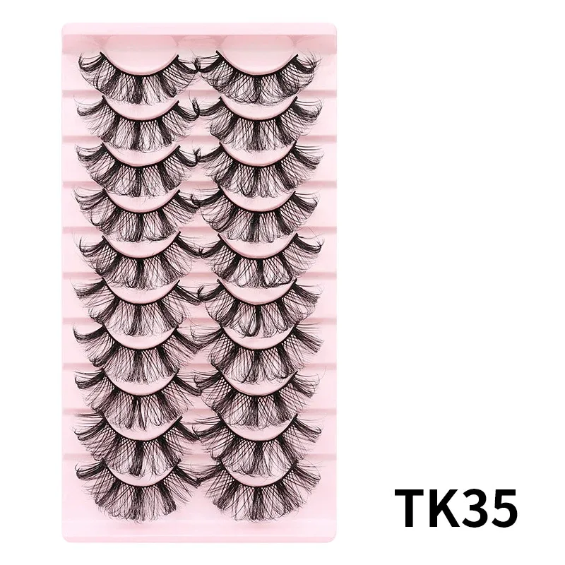 10 Pairs Russian DD Curl Bulk Fluffy Strip Lashes Natural Soft False Eyelashes Reusable Handmade Eye Lashes for Daily&Party