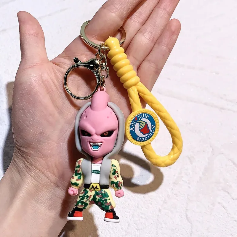 Anime Dragon Ball Keychain PVC Cartoon Cartoon Figure Trunks Son Goku Piccolo Buu Vegeta Figures Key Chain Keyring Bag Decor