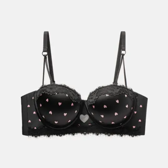 Set Celana Dalam Bra Renda Hati Manis Kawaii Koleksi Samping Payudara Kecil Push Up Pakaian Dalam Wanita Nyaman Anti Kendur Lingerie Ukuran 32-38 — image 9
