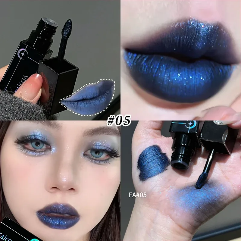 8 Colors Glitter Watery Lip Gloss Diamond Pearlescent Metallic Lipstick Lasting Moisturizing Non-Sticky Halloween Party Makeup