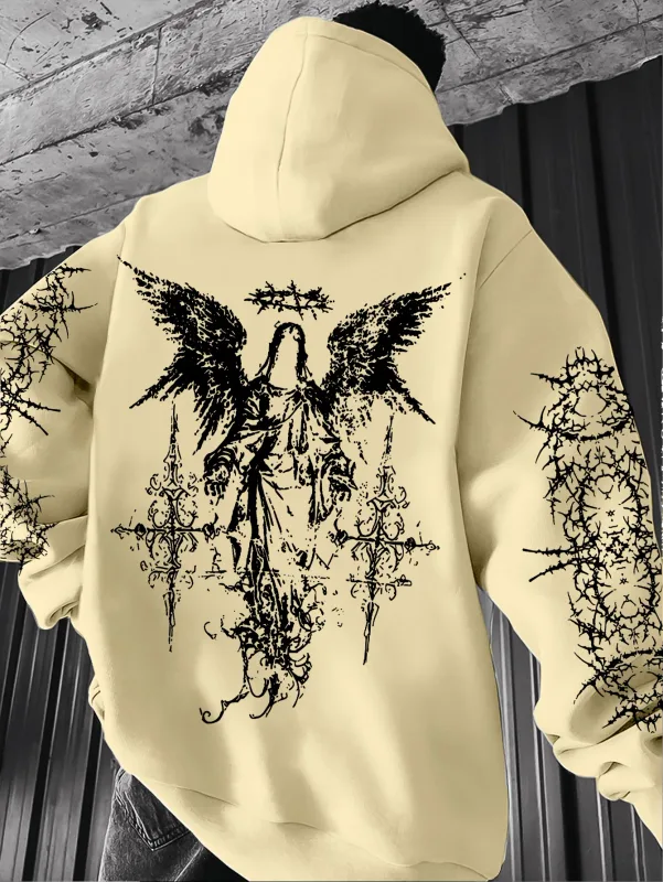 Gothic Style Angel Print Hoodies Lalaki Babae Outdoor Street Casual Sport Trend Hip-hop Couple Long-sleeve Autumn Winter Sweatshirt