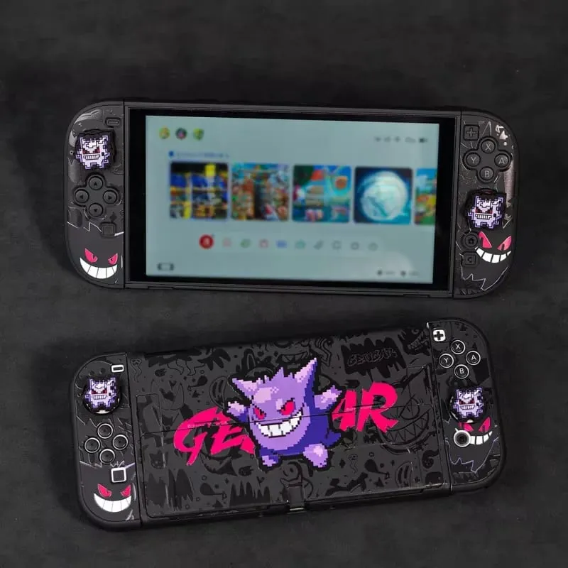 Anime Pokemon Gengar Holder Case For Nitendo Switch 2 Cartoon Removable Handle Holder Protective Cover Grip Cap Game Accessories — image 3