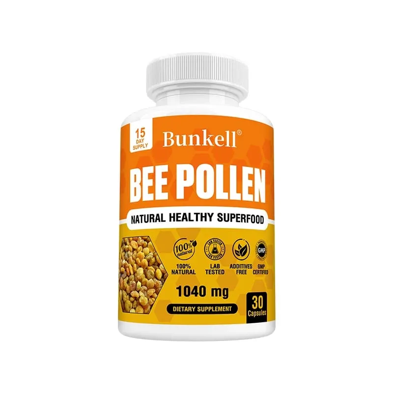 Bee Pollen Supplement 100% Natural Raw Bee Pollen Vegetarian Capsules Probiotic Superfood Digestion Immune Support & Energy
