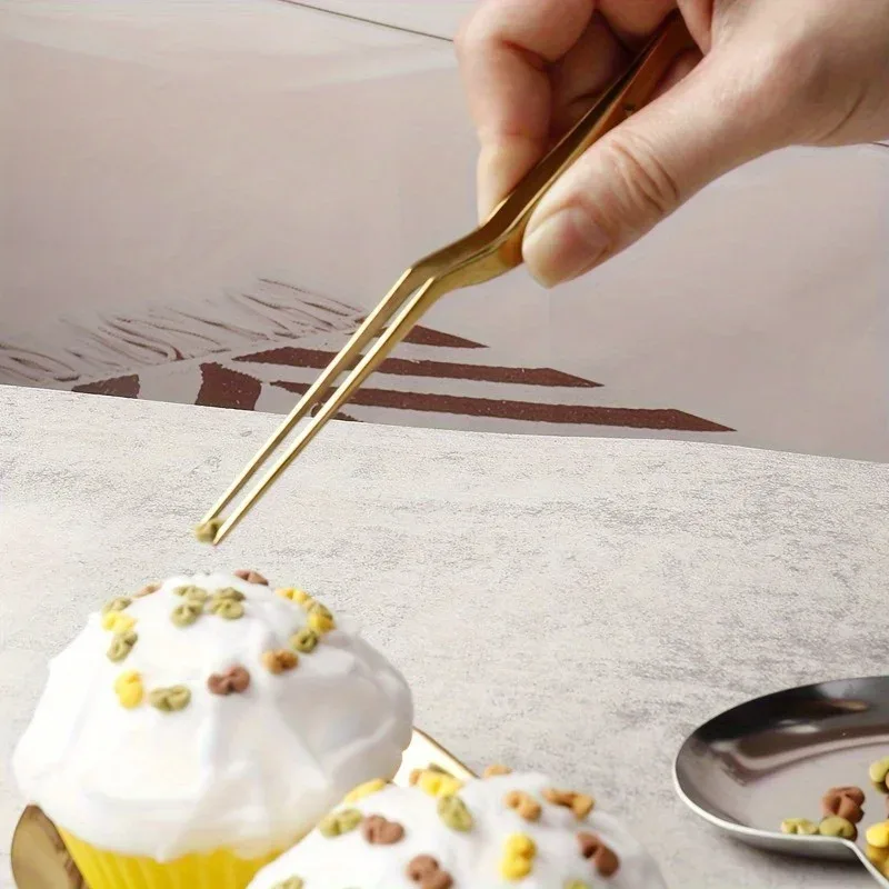 Pinzette speciali a gomito per cottura molecolare in titanio, pinzette per modellare piatti freddi, strumenti per la decorazione di pasticceria da cucina e ristorante