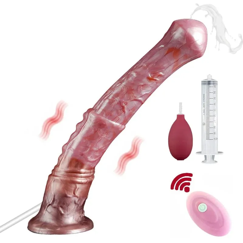 Ejakulierender Pferdedildo 10 Modi Vibrator Weiblicher Klitorisstimulator Silikon Tierpenis Mit Sauger Sexspielzeug Für Frauen Männer