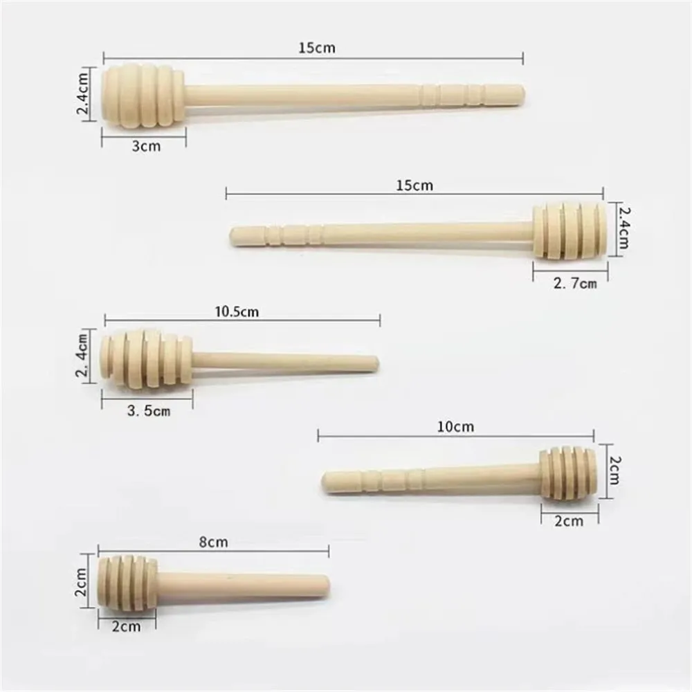 100pcs Wood Honey Dipper Stick Server for Honey Jar Dispense Drizzle Honey
