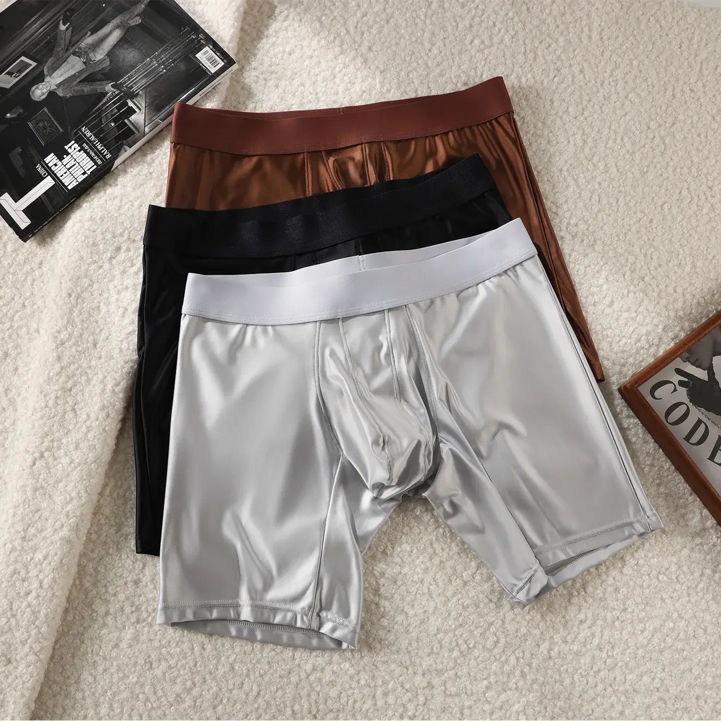 Boxer intimi da uomo Mutandine con marsupio solido per uomo Pantaloncini boxer con gamba estesa Homme Mutande sportive a vita media Uomo M-XXL