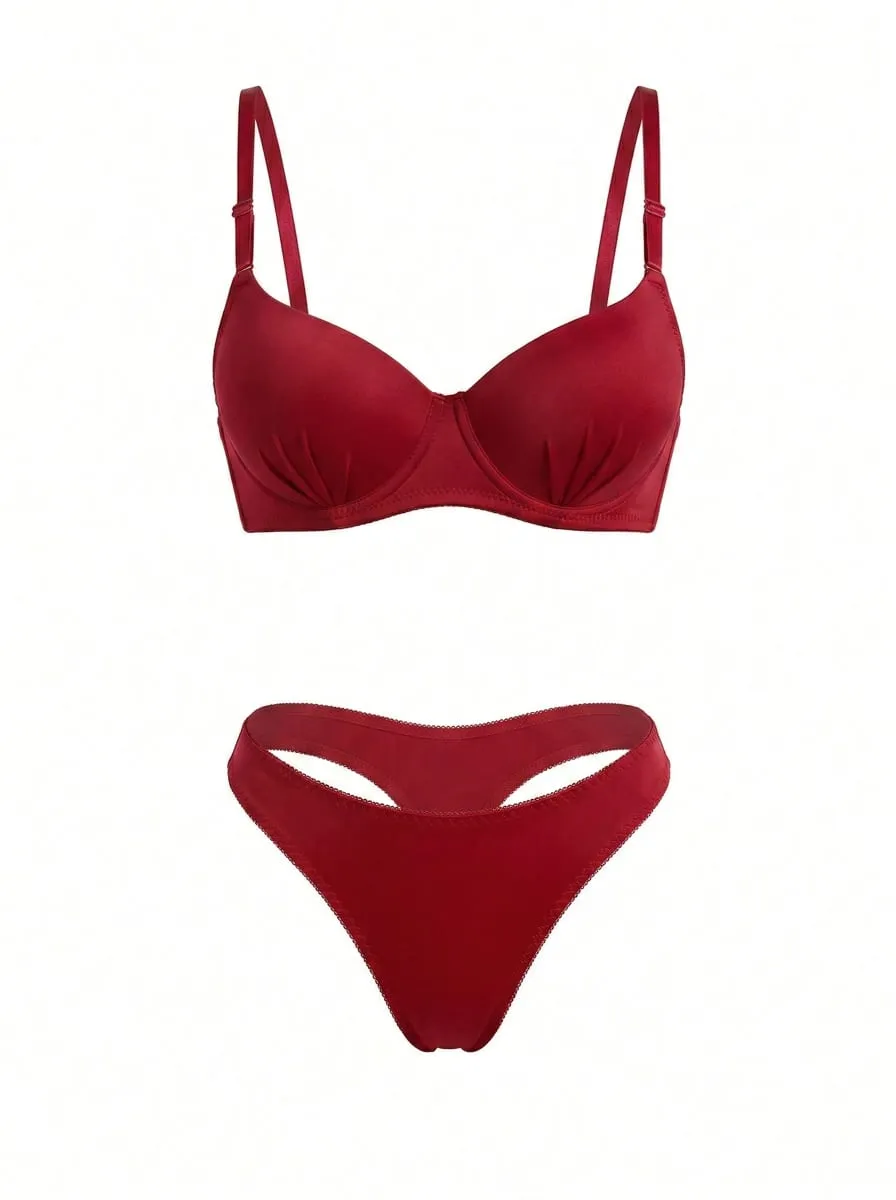 Conjunto de sujetador rojo sin encaje Copas moldeadas en 3D con aros revestidos para una elevación superior Banda suave para comodidad y estabilidad durante todo el día B2087 — image 1