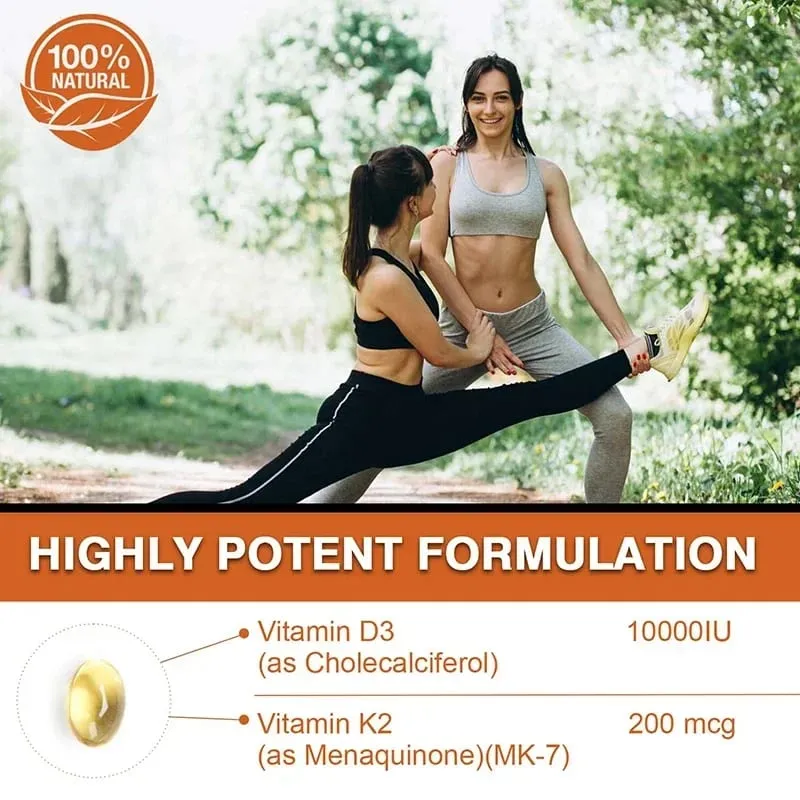 Vitamin D3 with K2 - Immune Support Healthy Muscle Function and Bone Health for Heart Joint Health