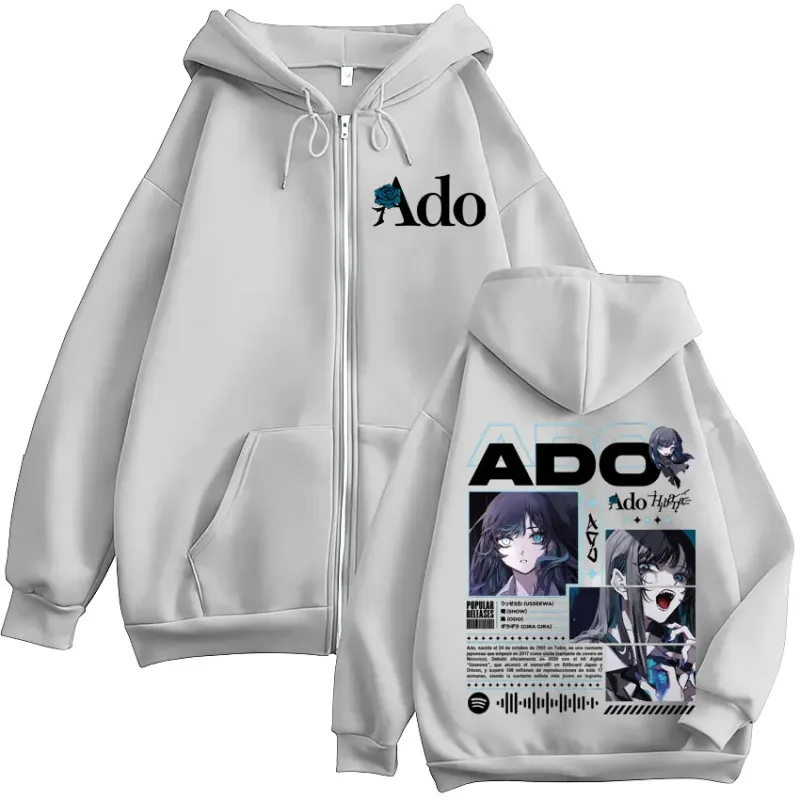 Ado world tour 2025 hibana zíper hoodies das mulheres dos homens roupas moda harajuku zip up sweatshirts pulôver jaqueta casaco streetwear
