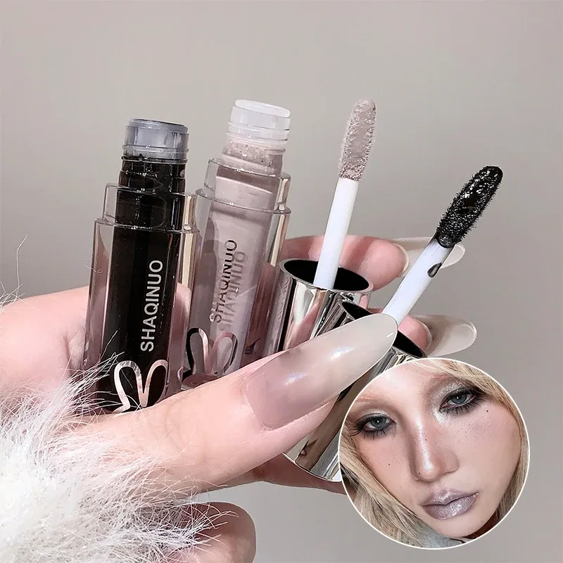 Mirror Watery Lip Gloss Lasting Moisturizing Lip Tint Cool Black Silver Gray Pearl Fine Sparkling Lipstick Makeup Cosmetics