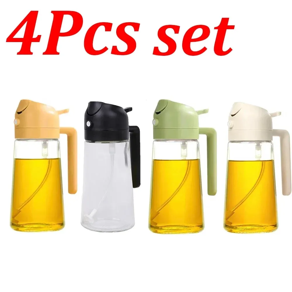 1-4Pcs 500ml 2in1 Oil Sprayer Plastic Cooking Olive Oil Sprayer Baking Oil Spray for Kitchen Air Fryer Baking Salad Grilling BBQ
