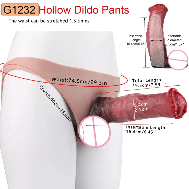 Pantalon gode creux à gros nœud pour hommes adultes, manchon de pénis à sangle, sous-vêtements pour Couples, plaisir sexuel, produits érotiques