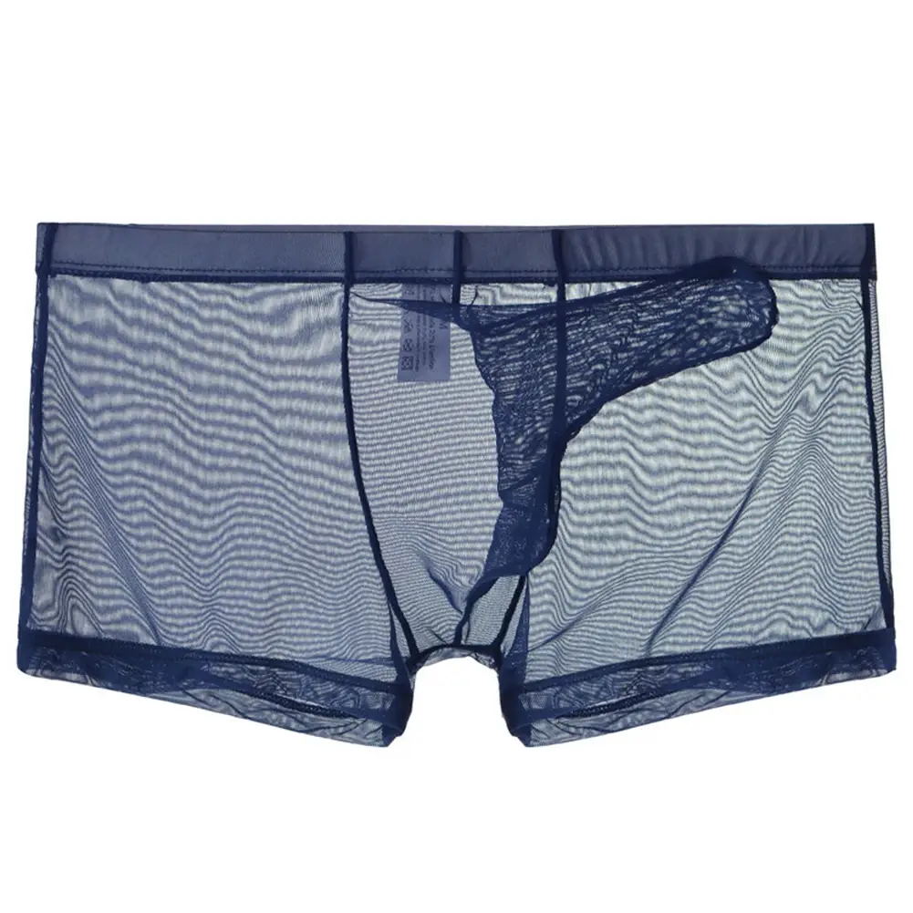 Biancheria intima leggera trasparente da uomo sexy in rete trasparente trasparente con boxer traspiranti, mutandine boxer maschili con separazione di proiettili