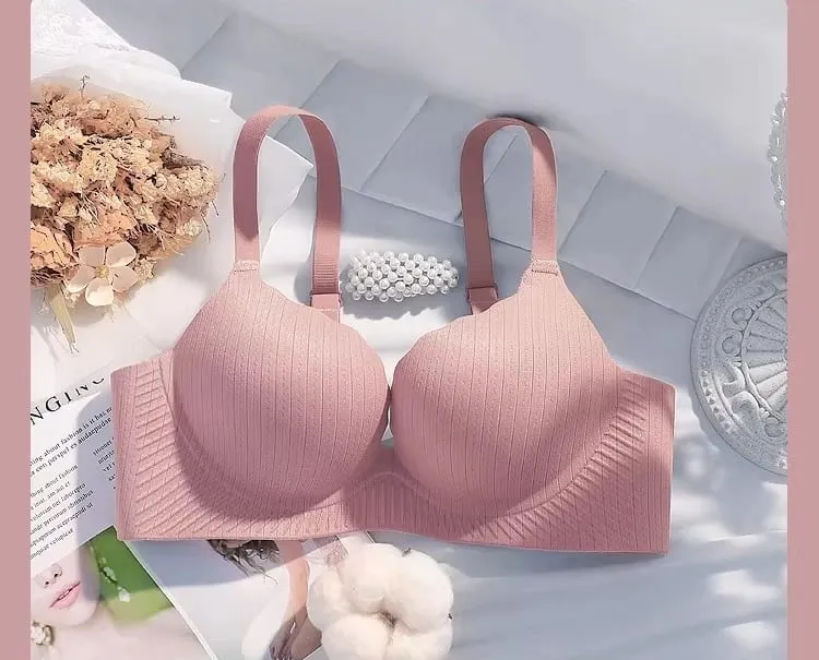 High Quality Thick Padded Wirefree Bra Set Women Seamless Solid Gathering Lingerie Comfort Push Up Effect Perfect for Smaller