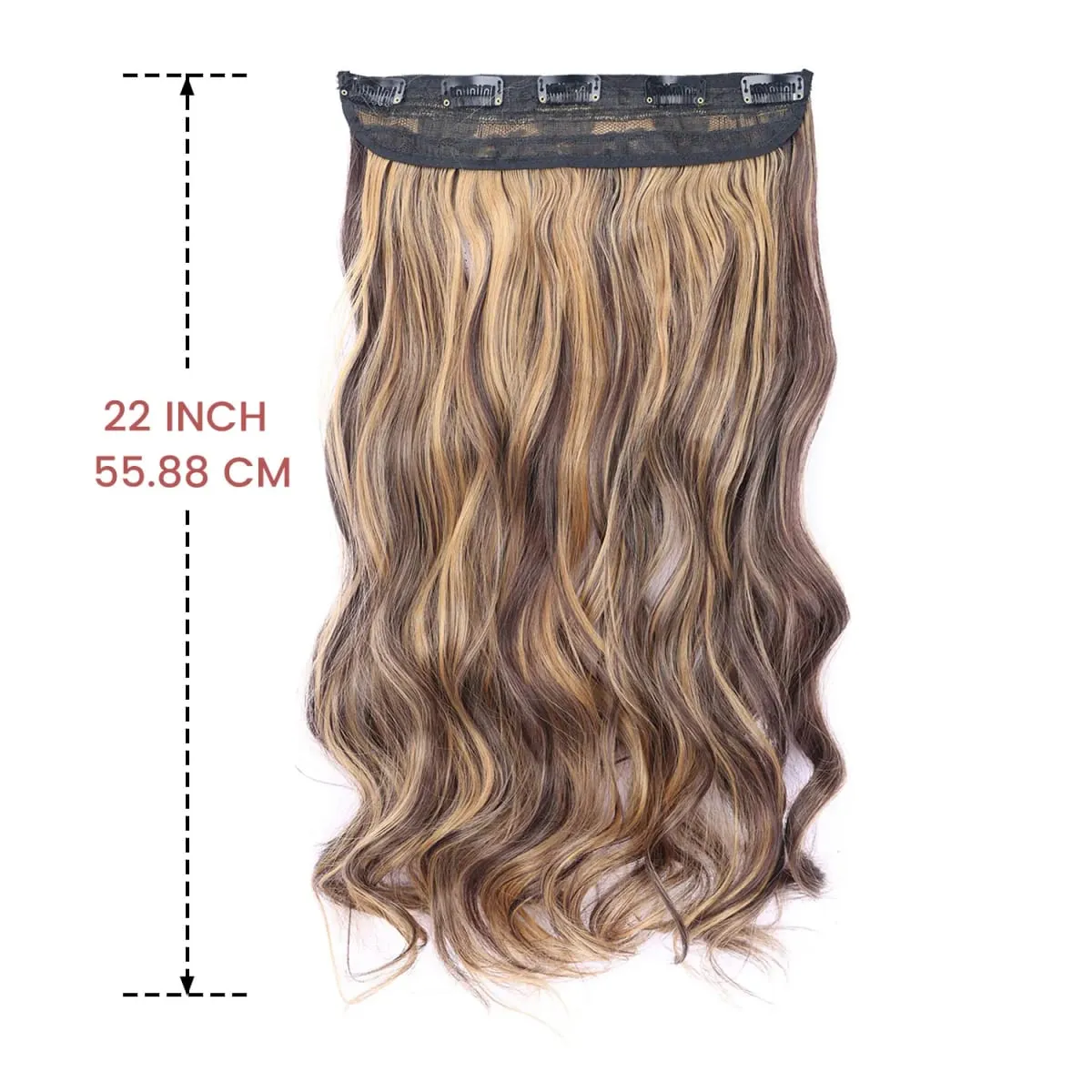 Extensions de cheveux synthétiques à clips, postiche ondulée en fibre haute température, 5 clips en une pièce, pour femmes, fête quotidienne, vacances