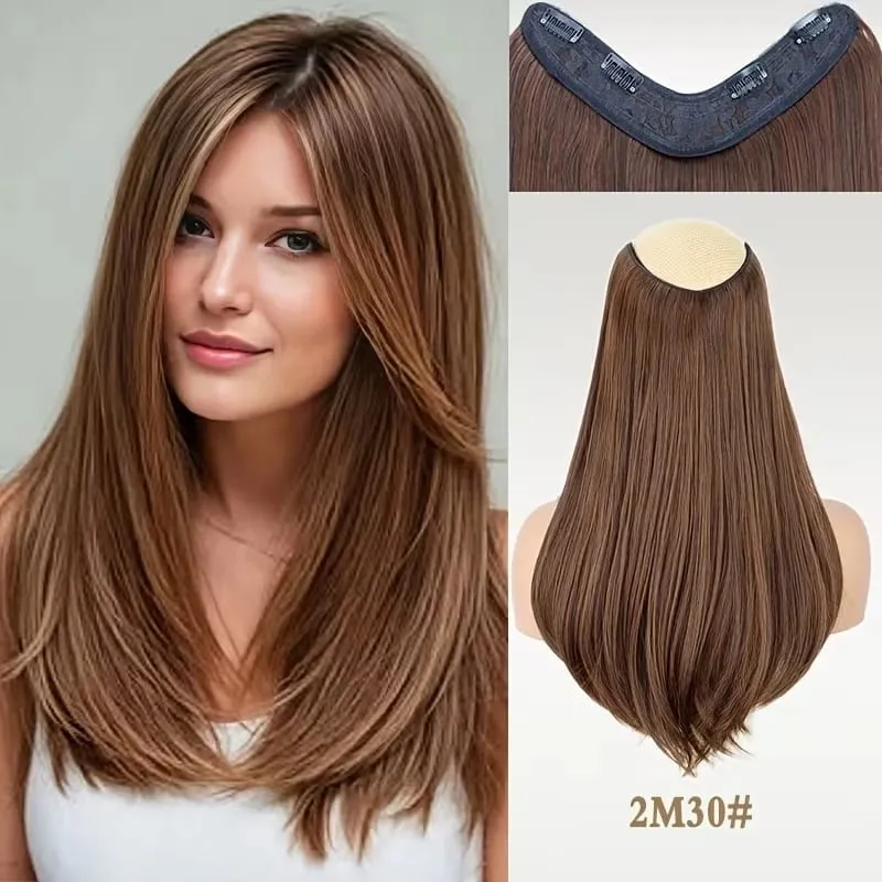 18Inch Synthetic Long Straight Hair Extension 4 Clips Increase Volume Heat-resistant Fake Fashion Hairpiece for Women Daily