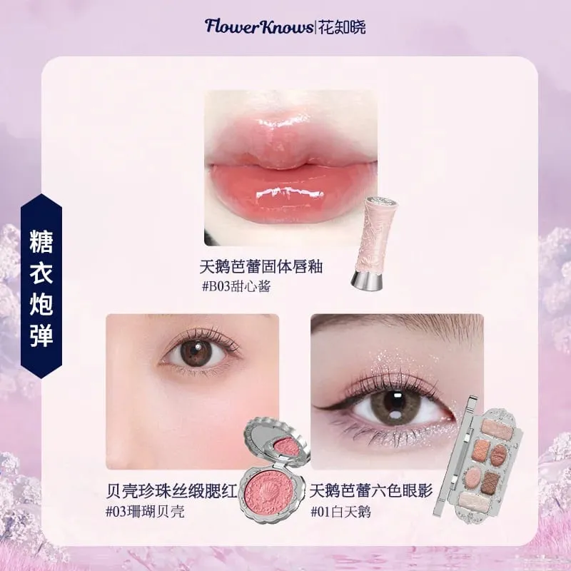 Flowerknows Complete Makeup Gift Set Long-Lasting Lip Glaze Blush & Shimmer Eyeshadow Palette All-in-One Beauty Kit Gift Box