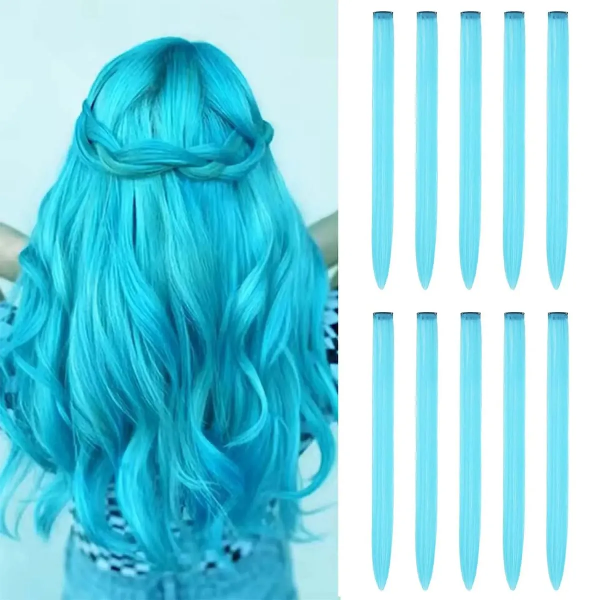 Clip sintetica da 10 pezzi nelle estensioni dei capelli per donne ragazze bambini estensioni colorate per feste con highlight capelli lisci multicolori