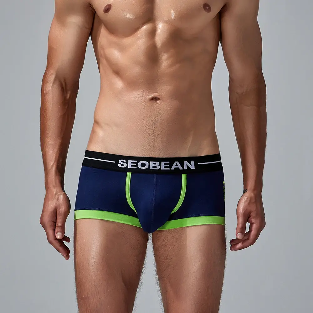Seobean 4-Pack Men's Cotton Underwear Comfortable Breathable Sweat-Absorbent Flat-Bottom Briefs