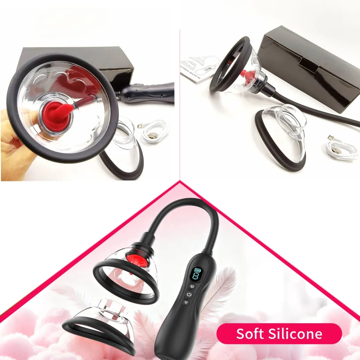 3 IN 1 Tongue Licking Vibrator Pump with Sucking Vibrating Swing Clitoris Sucker Nipple Massager Adult Sex Toys for Women Couple